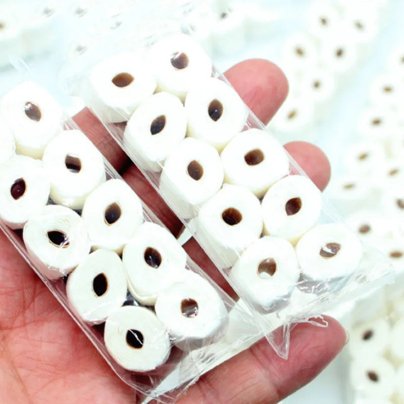 Miniature white paper tissue roll model for dollhouse display