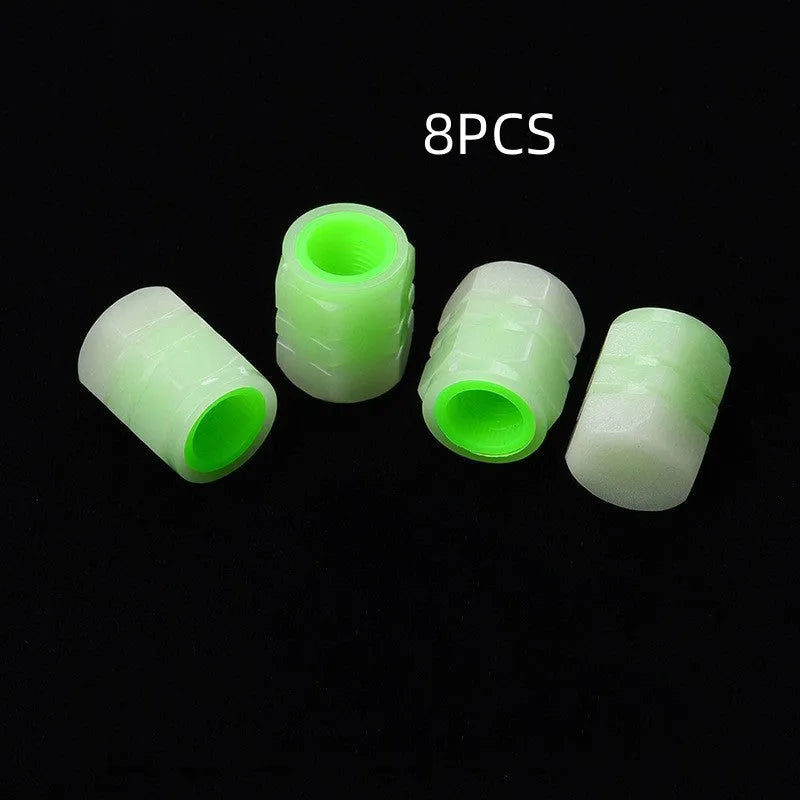 Car luminous valve caps with glow-in-the-dark gas nozzle design for tyre valves