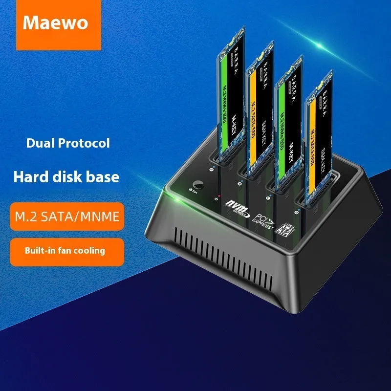 M2 dual protocol SSD base enclosure with aluminium alloy housing measuring 90x78x34mm