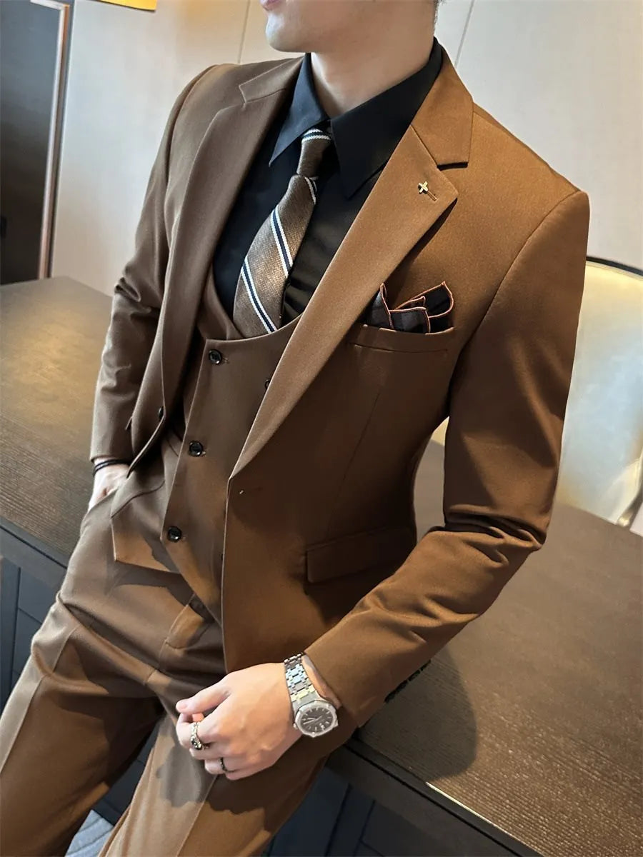 Men's slim fit business formal wear jacket in chemical fibre viscose blend fabric