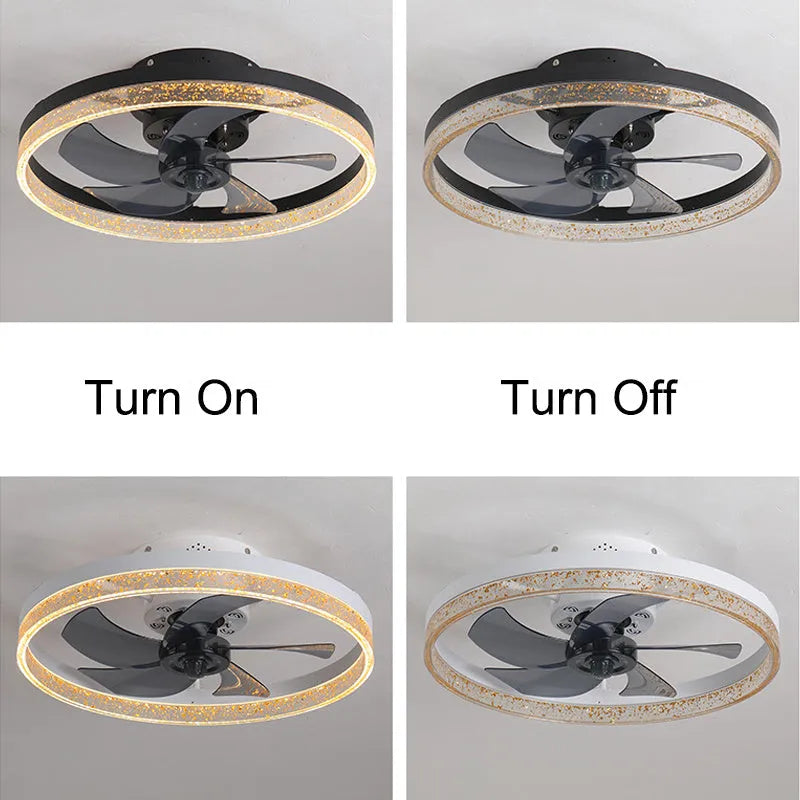 Nordic-style ceiling fan lamp with remote control, LED lighting, and 50cm diameter in coffee gold colour