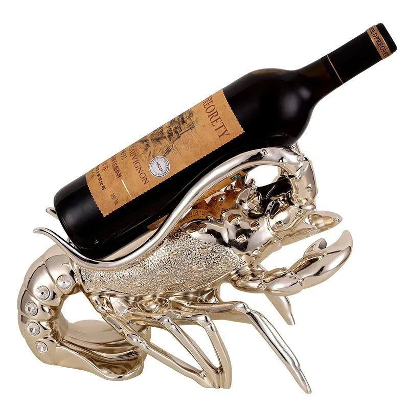 European style resin lobster wine rack ornament in rose gold or silver finish
