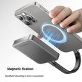 Grey magnetic mobile SSD portable hard drive with ultra-thin design and magnetic suction ring
