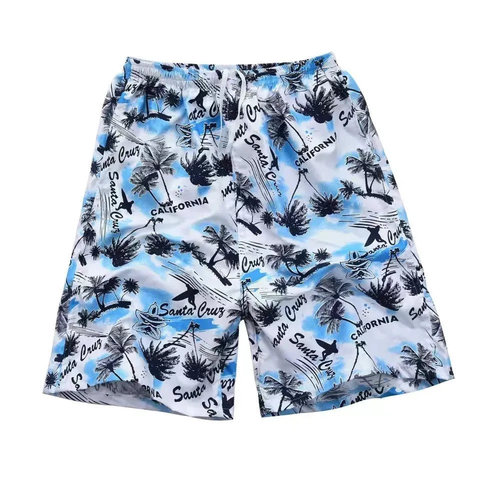 Men's floral pattern swimming trunks in polyester with elastic waistband