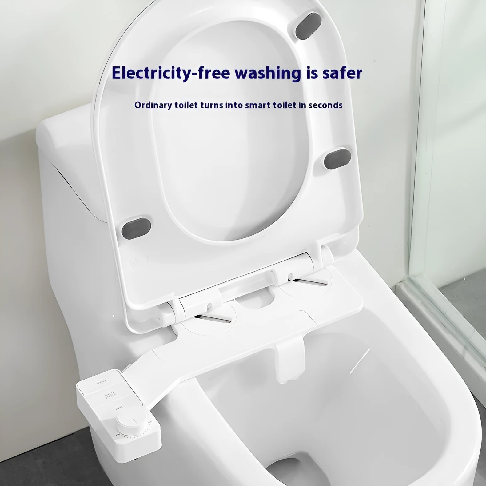 Pure white button wash tool with detachable components and removable cleaning nozzle