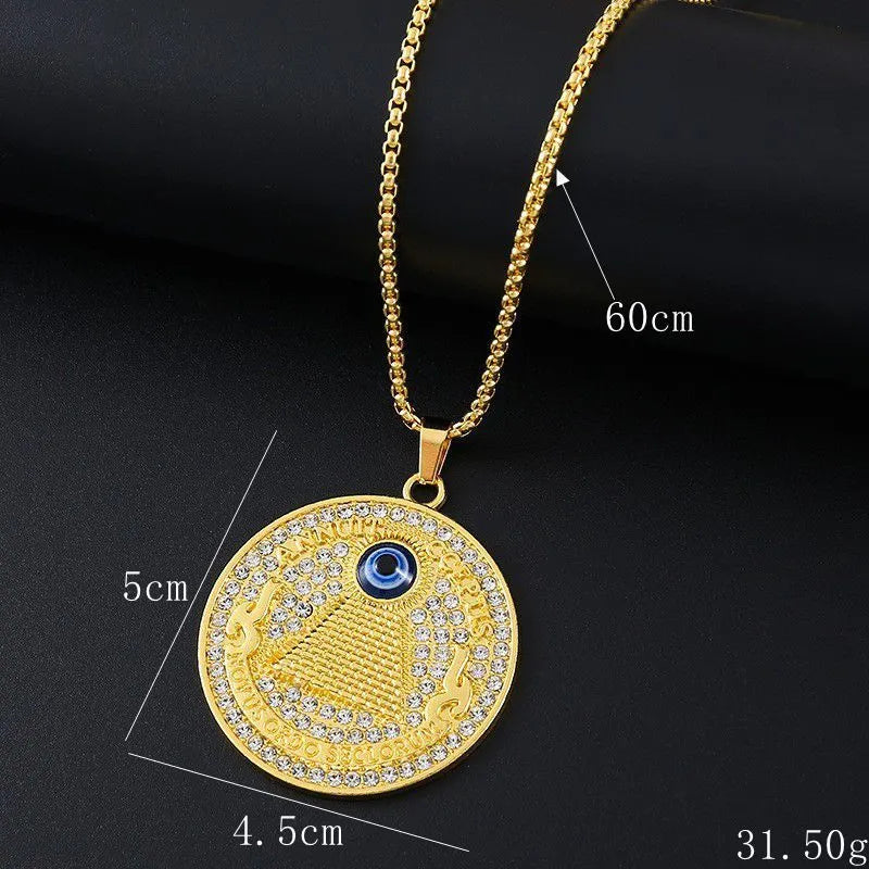 Geometric zircon alloy necklace for women with gold colour pendant and personality styling