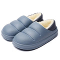 Waterproof EVA couple slippers in various colours showing hollow design and flat non-slip sole.