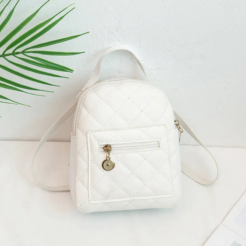 Girls' Korean style embroidered hardback backpack in vertical square shape with sandwich pocket