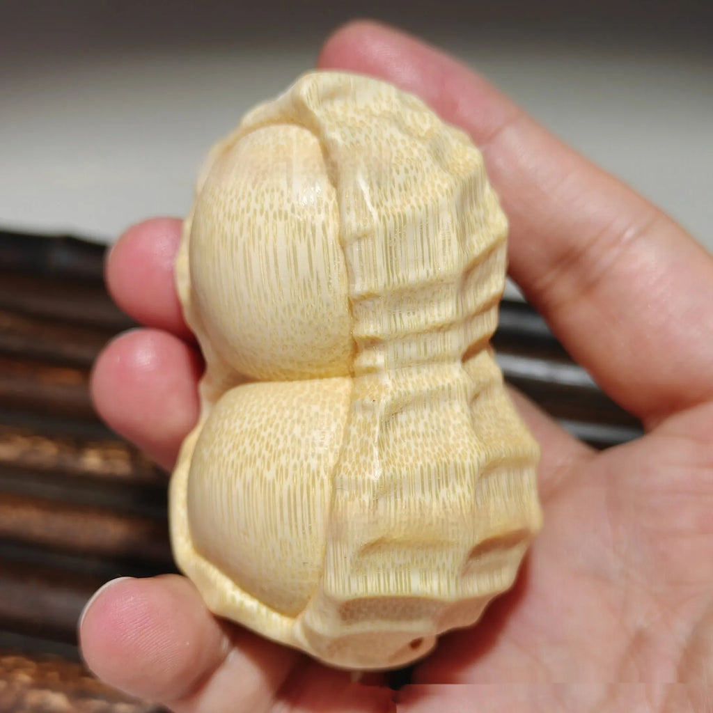 Hand-carved solid bamboo peanut ornament in modern simple style