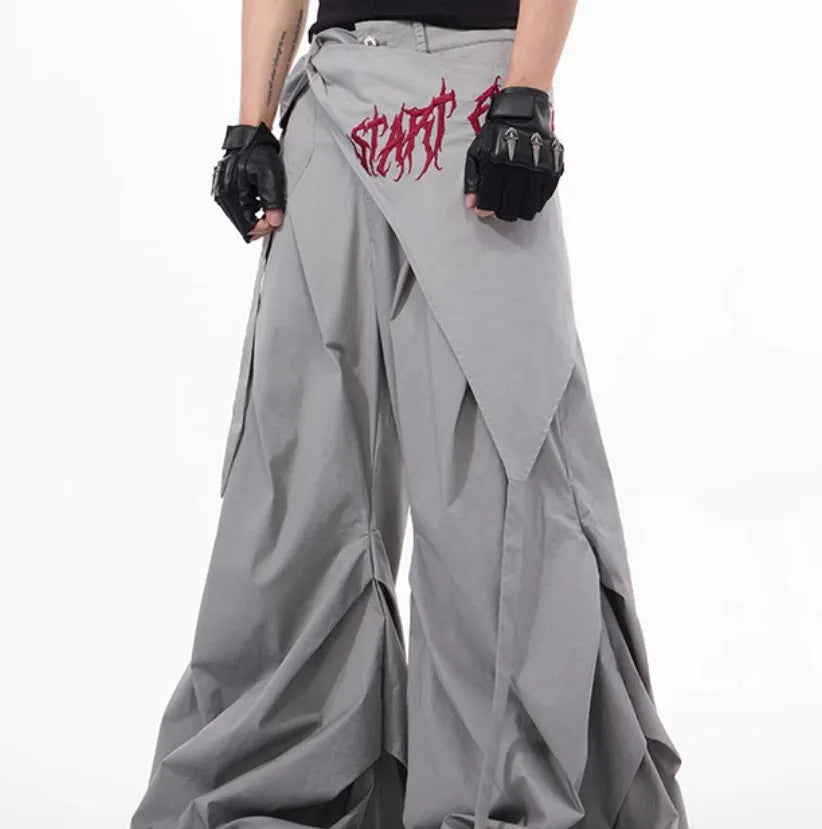 Boys wide-leg function pants in refined Korean style, black and grey solid colour options
