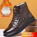 Black velvet style fur-lined snow boots with genuine leather upper and lace-up front design
