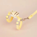 Bee-shaped adjustable cat harness and lead set in pink, yellow, or blue on a white background
