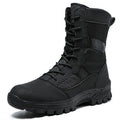 Men's black and camouflage high-top Martin boots with mesh upper and totem detailing, shown in sizes 39 to 46.