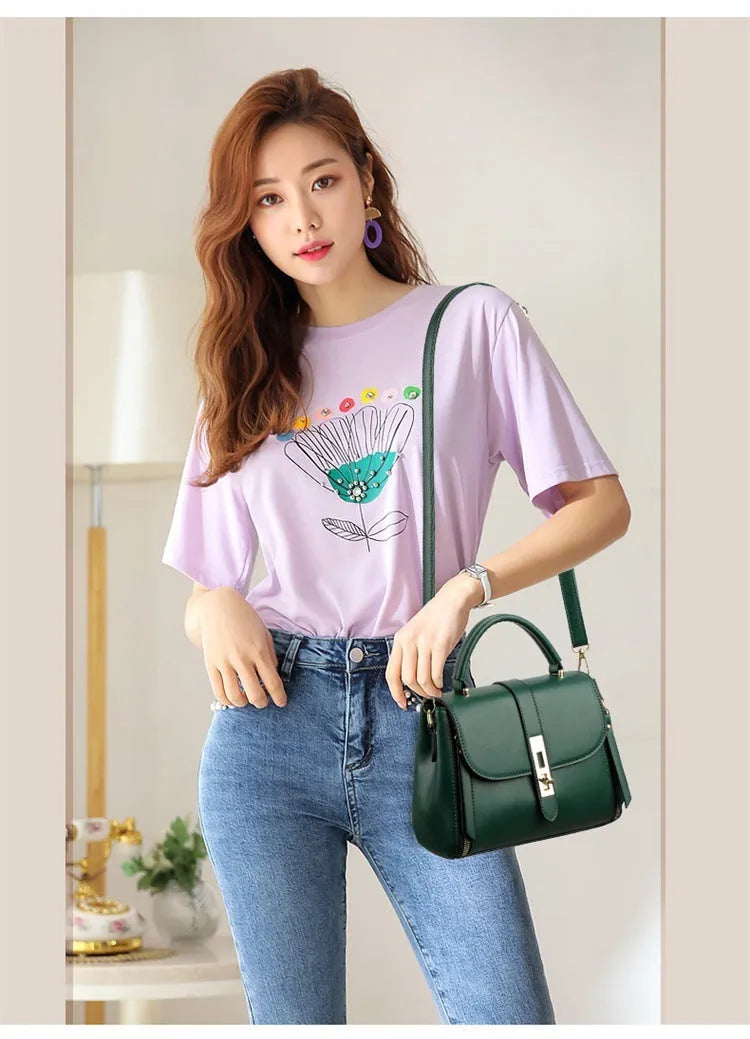 Women's soft PU leather shoulder bag in square vertical shape with single strap