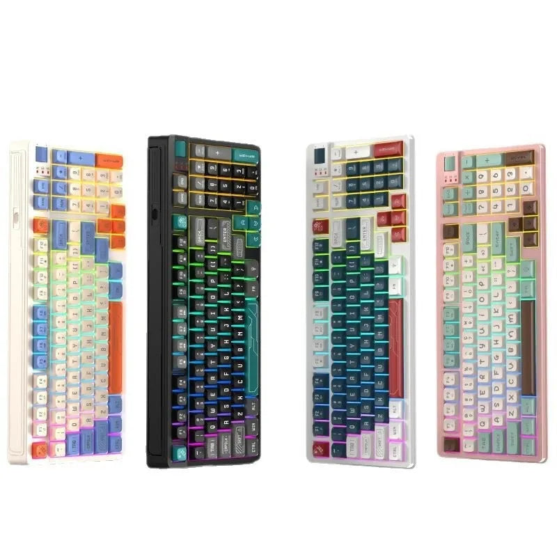 Three colour LED mechanical feel USB keyboard with ABS plastic housing in blue and white colour option