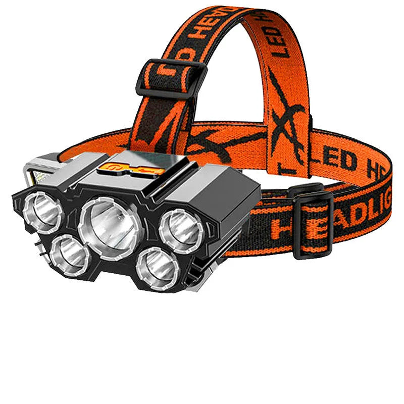 LED miner's headlamp with adjustable strap, 10W super bright illumination, 2400mAh battery