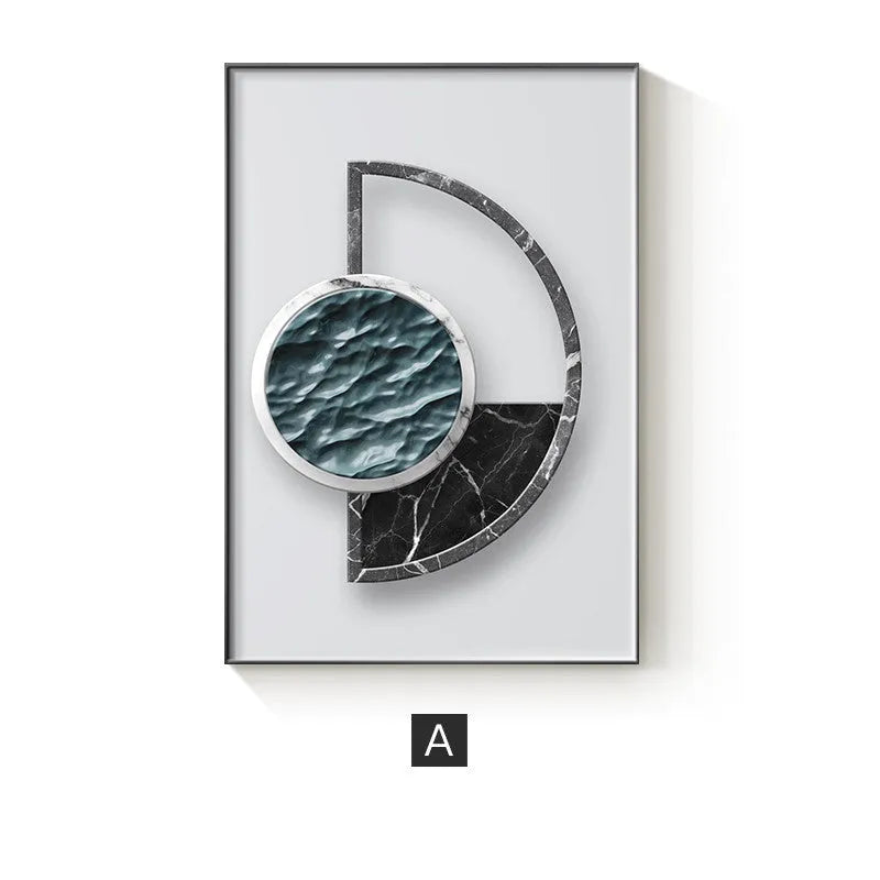 Abstract geometric pattern printed on canvas wall poster in multiple size options
