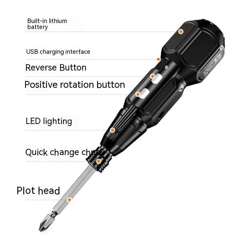 Black and blue 36V cordless electric screwdriver with straight alloy steel handle