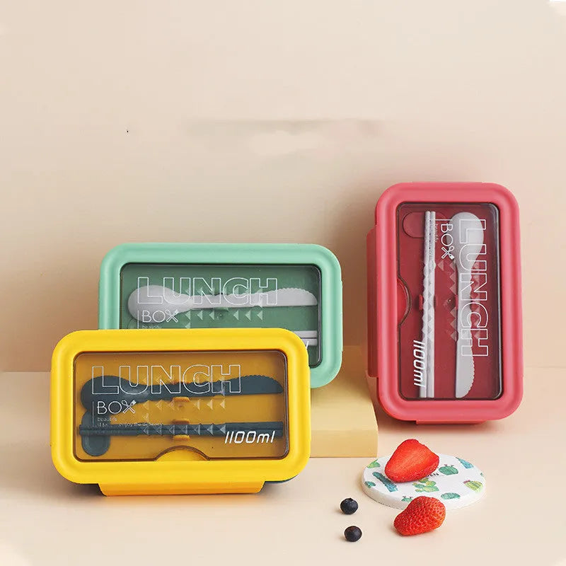 Four-layer partitioned bento lunch box in Nordic style plastic construction