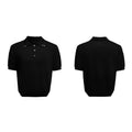 Men's ice feeling knit short sleeve shirt with double collar design in black colour