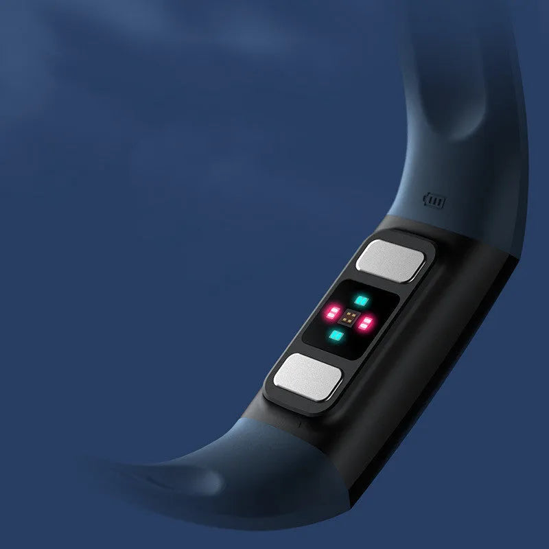Y6 Black smart health bracelet showing blood pressure, SpO2 and ECG monitoring on 1.1-inch screen