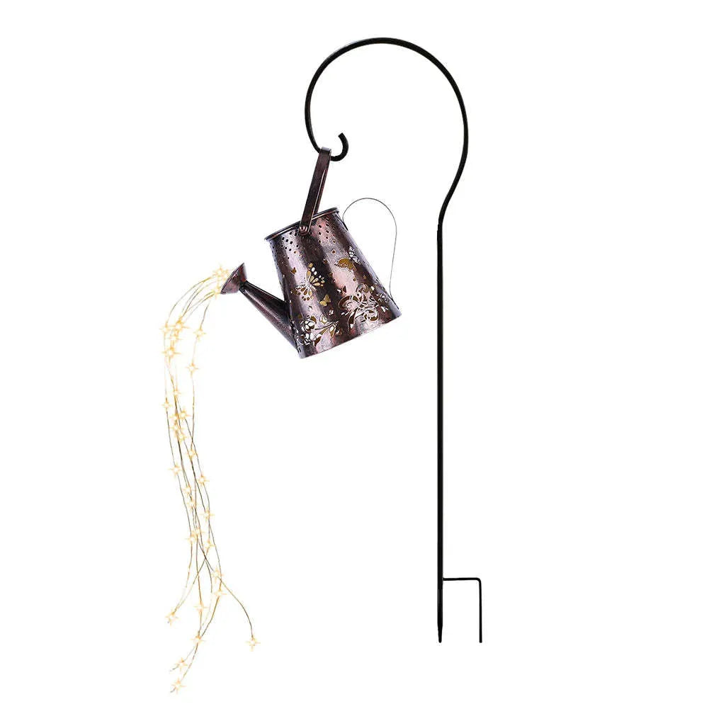 Solar garden lamp with butterfly pattern design and iron construction for outdoor lighting