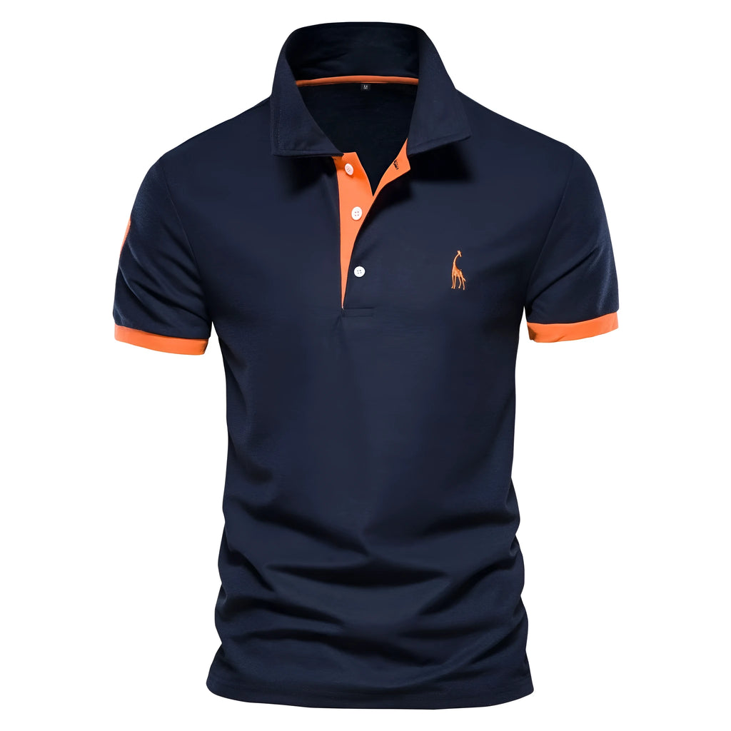 Men's slim fit t-shirt with a deer embroidery design on the chest, shown in multiple colour options.