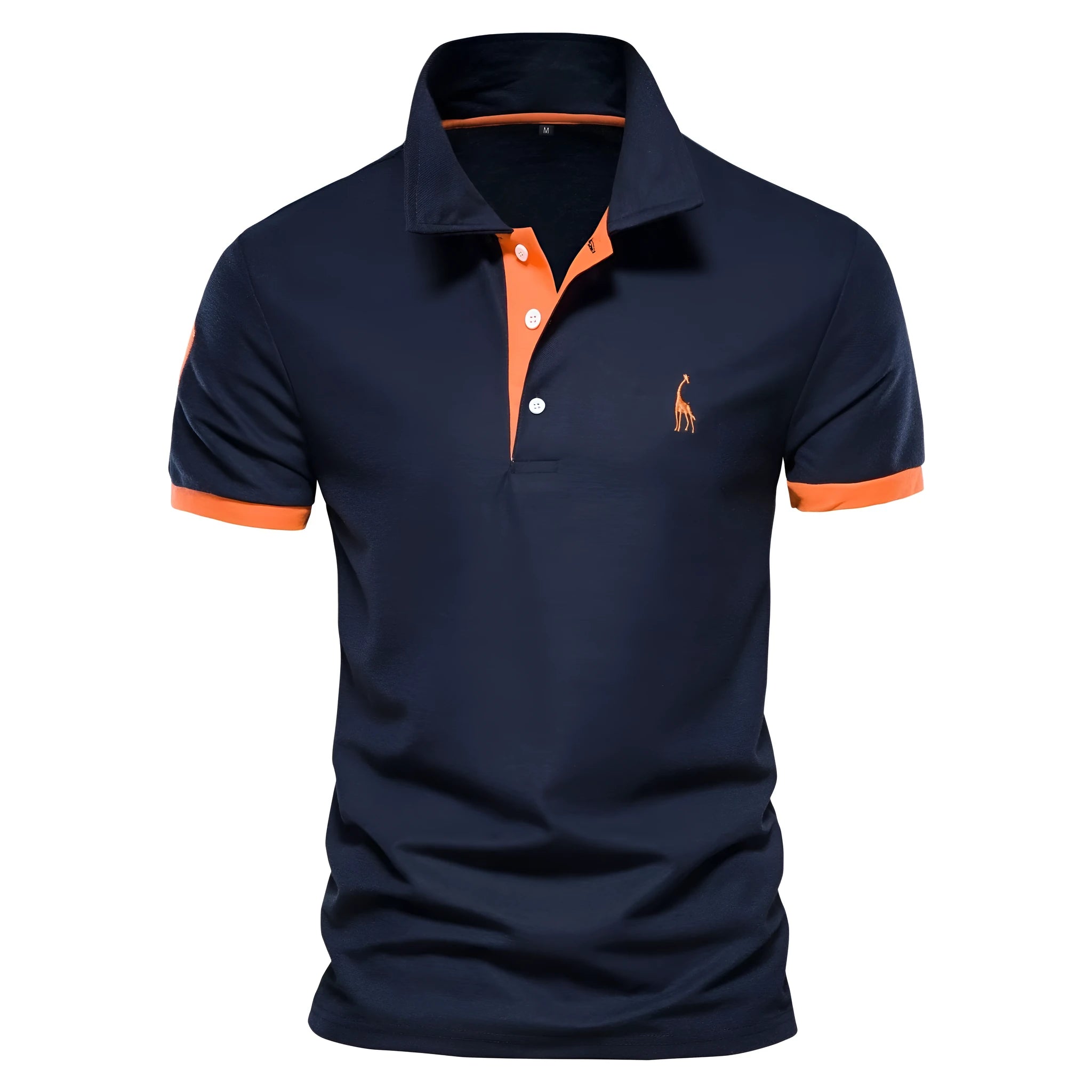 Men's slim fit t-shirt with a deer embroidery design on the chest, shown in multiple colour options.