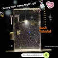 DIY snowy landscape night light kit components with snowflake design and LED lighting for Christmas desktop decor