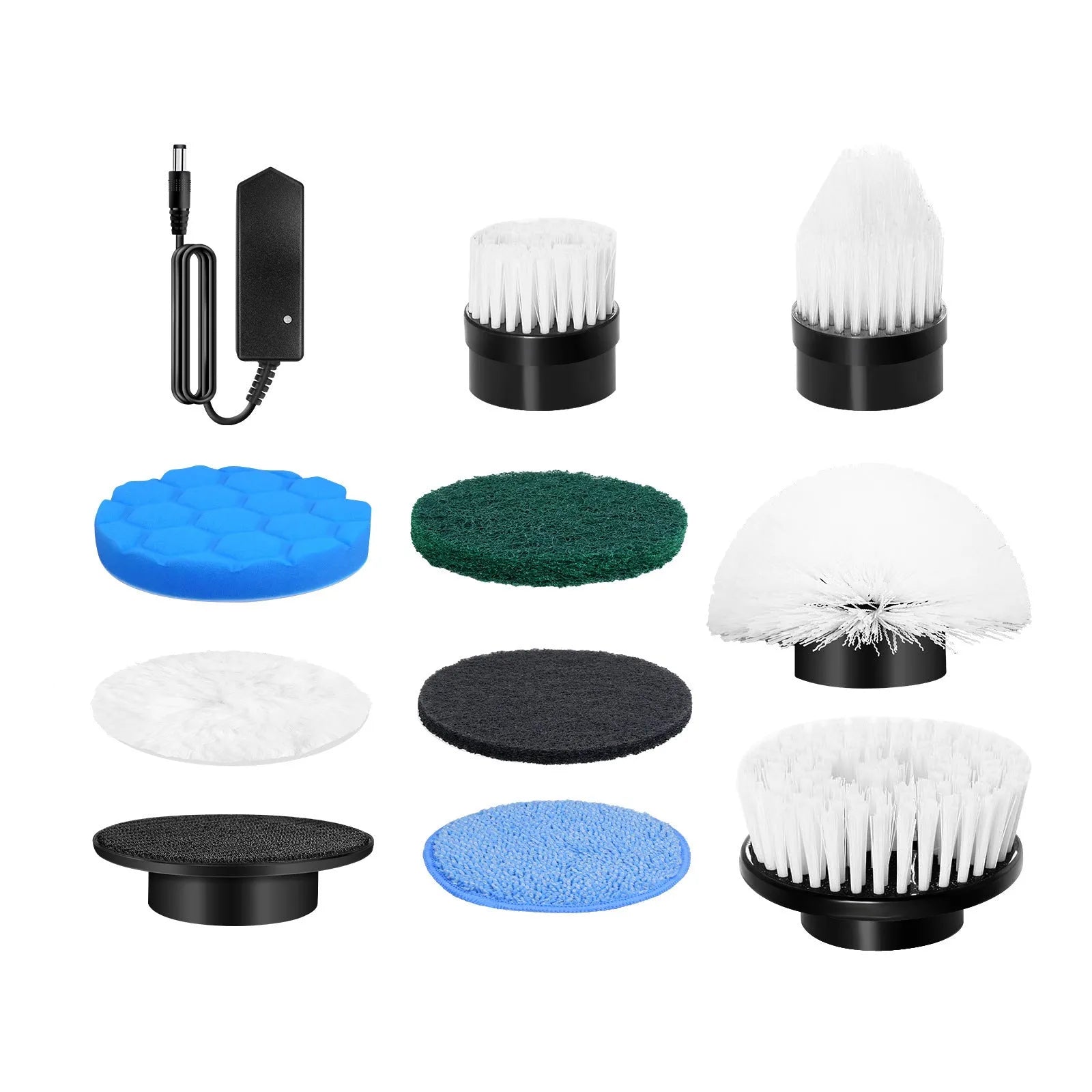 White handheld cleaning ball with lithium rechargeable battery and cleaning brush attachment