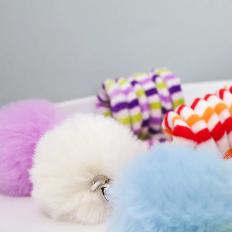 Hanging cat toy with suction cup, spring attachment, inflatable ball and bell stick in multiple colour options