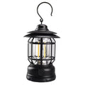 Portable head lamp camping lantern in dark green, black, or red colours with compact dimensions
