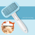 Automatic pet hair removal comb for dogs and cats in blue, grey, green, or pink colour options