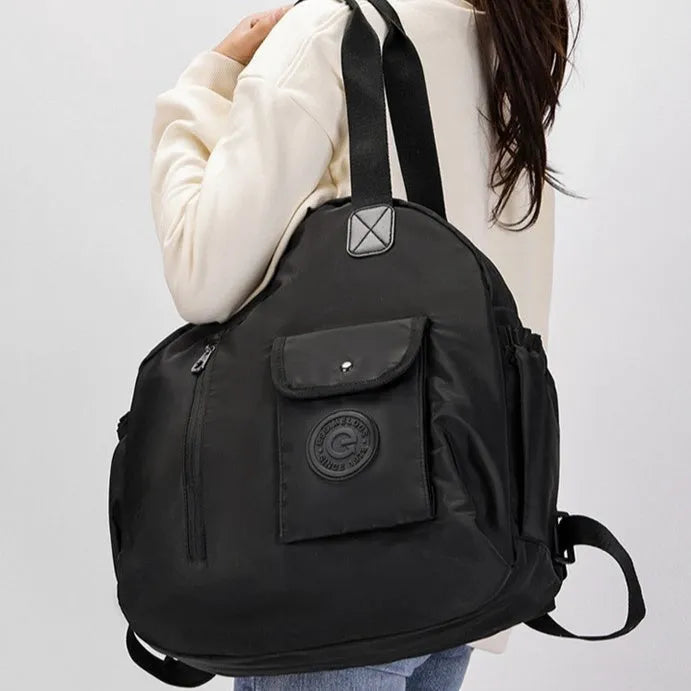Outdoor lightweight large capacity backpack in nylon with sandwich pockets