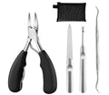 Stainless steel nail clippers with red ABS handles and matching accessory scissors