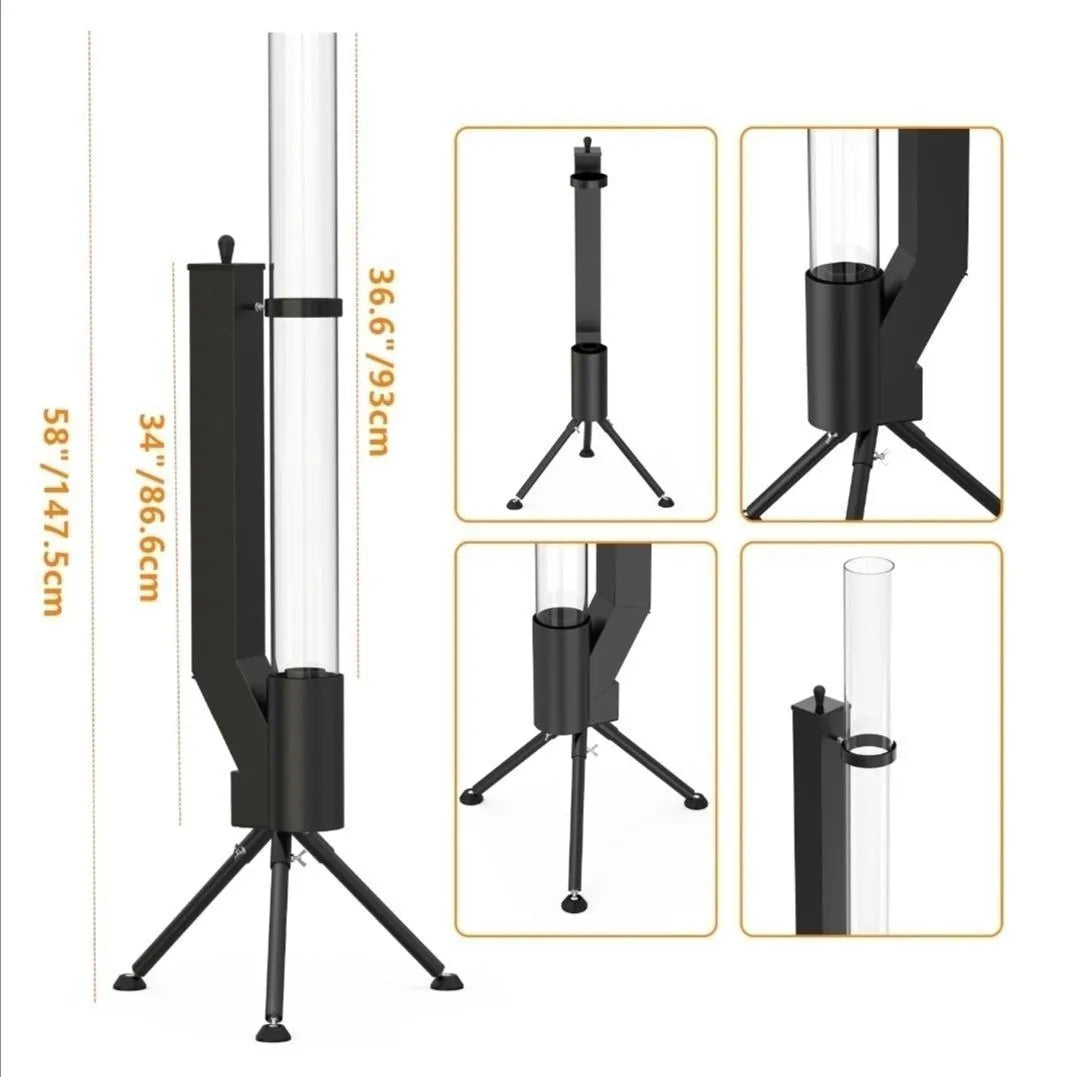 Vertical cast iron wood burning rocket furnace courtyard heating stove