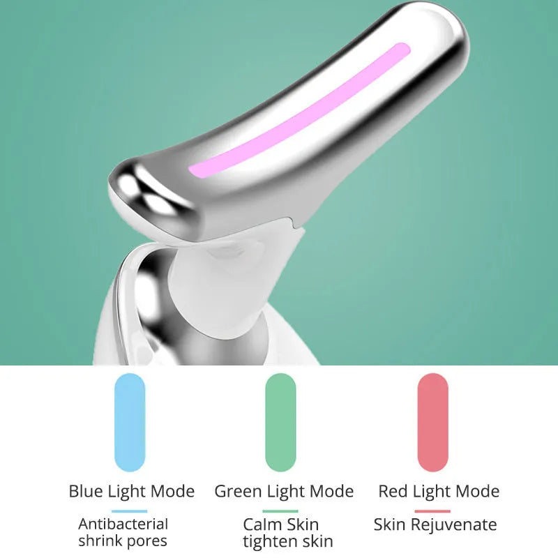 Electric EMS thermal neck massager with three-colour LED light therapy and microcurrent wrinkle removal features