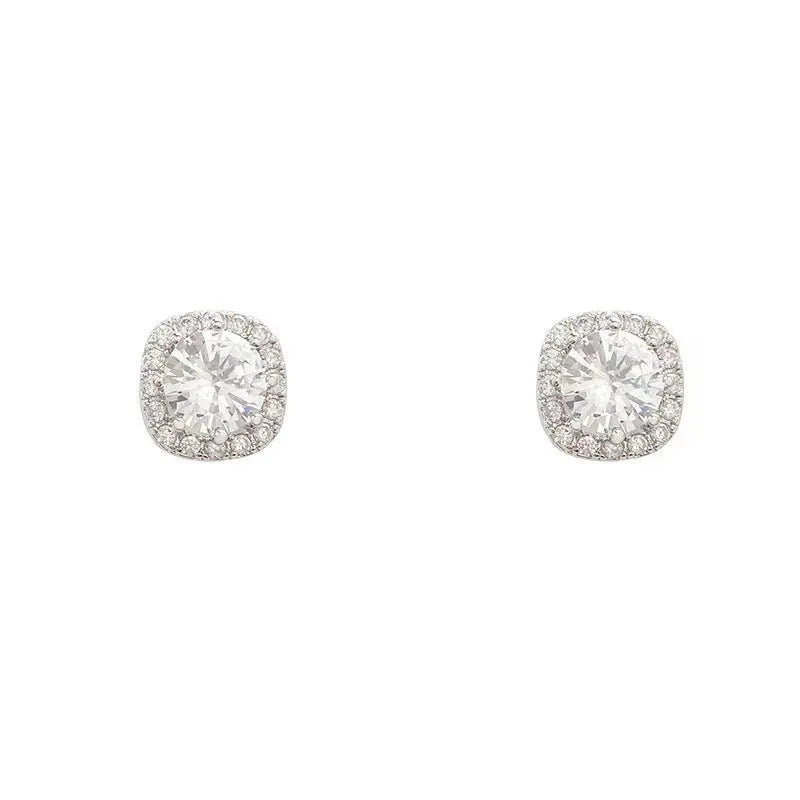 Square diamond geometric earrings for women in silver and gold colour options