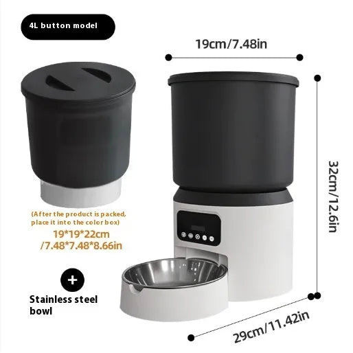 4L smart pet feeder with remote control and optional video monitoring for cats and dogs