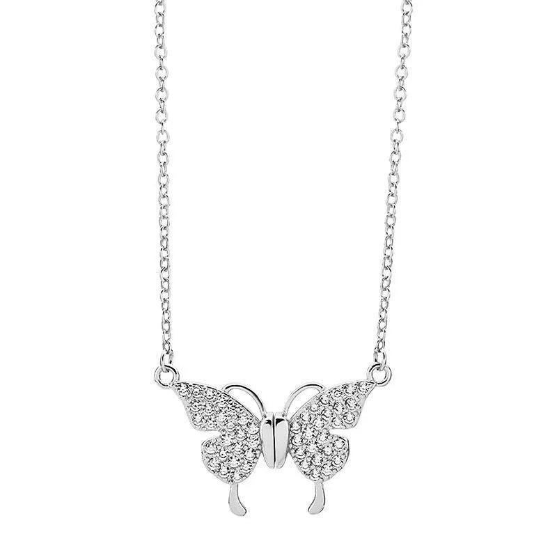 Women's magnetic snap butterfly clavicle chain necklace in gold finish showing twisted chain detail