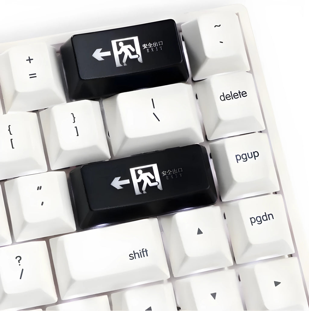Red emergency exit symbol backspace keycap for mechanical keyboard customisation