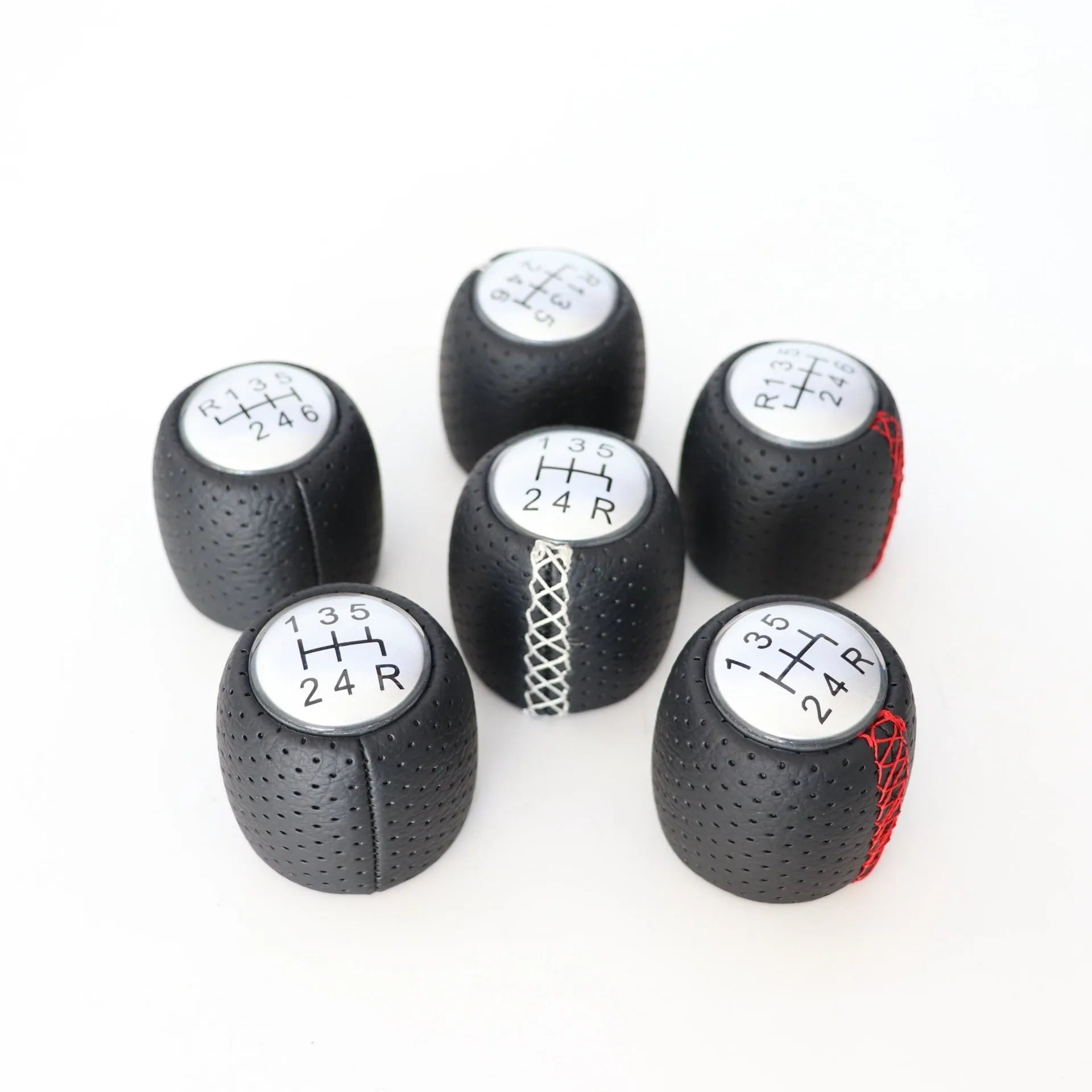 Alpha model handball gear with wrapped perforated PU leather in black, red, and white line options