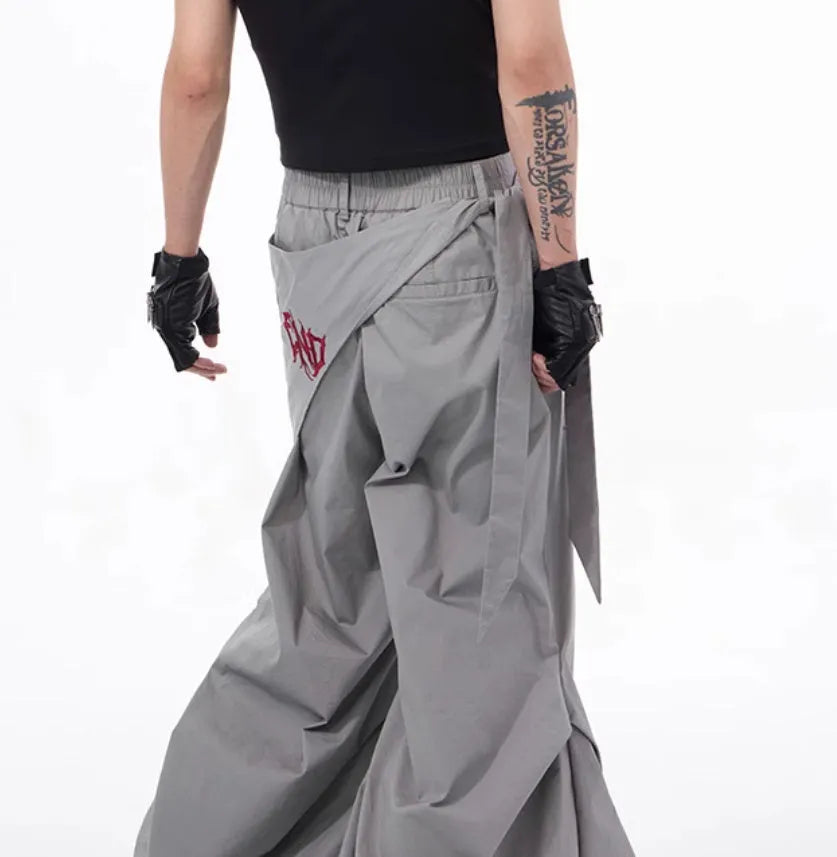 Boys wide-leg function pants in refined Korean style, black and grey solid colour options