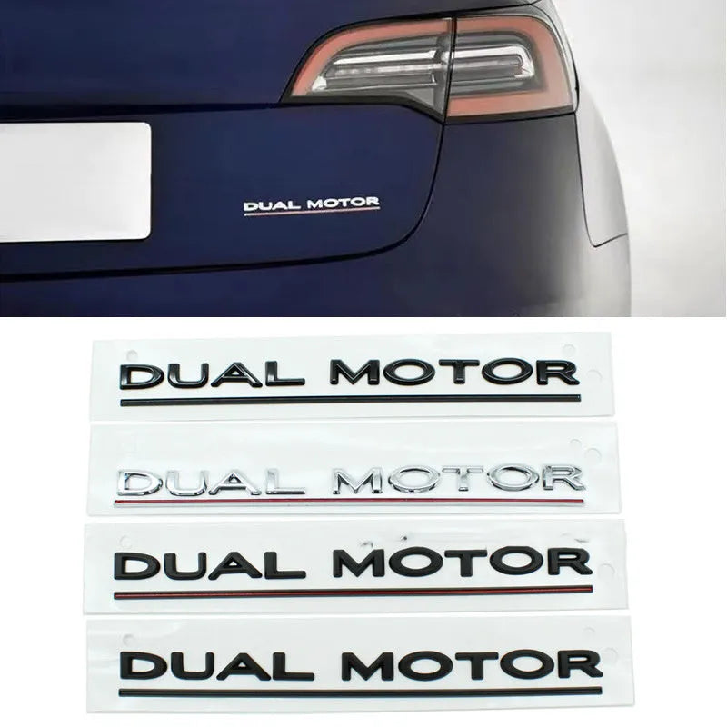 Model 3 bumper sticker with performance lettering in black and red stripe design