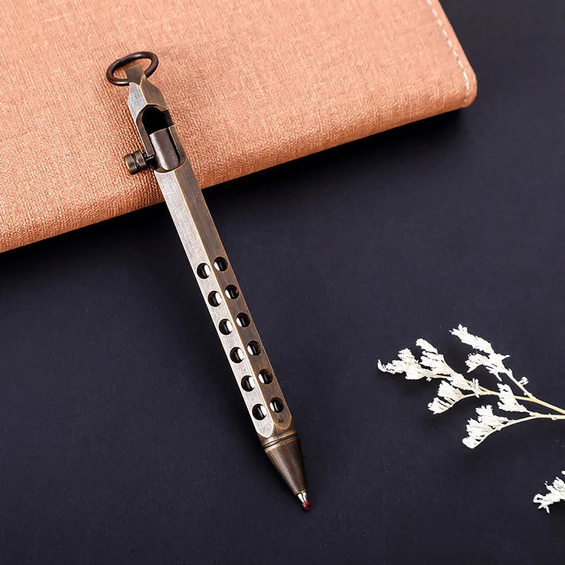 Brass hexagonal bolt pen in brass or black finish with 0.5mm rollerball tip