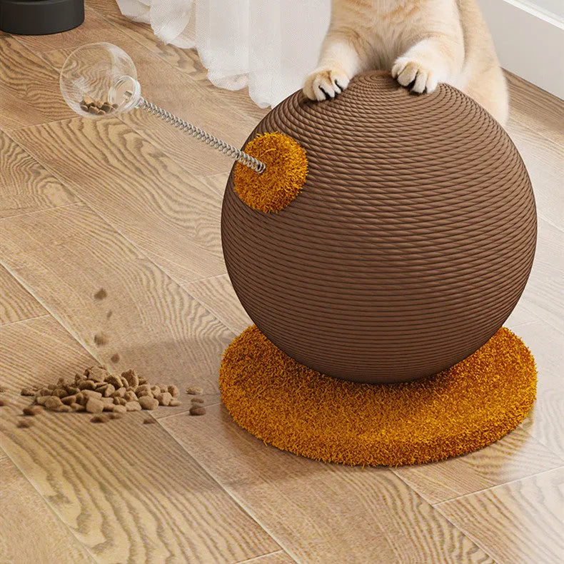 Large and small hemp rope cat scratch board with integrated cat grasping ball toy