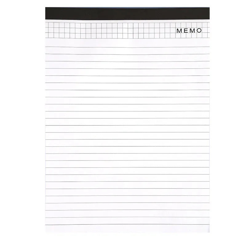 A4 tearable notebook with grid-lined pages and paper cover for meeting minutes
