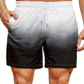 Men's gradient colour sport shorts with 3D digital printing on mesh fabric.