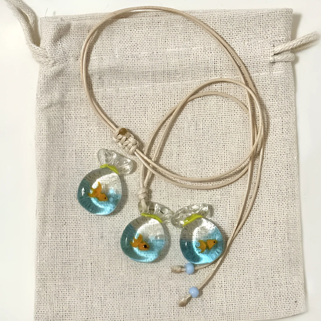 Women's coloured glaze skirt pendant necklace with joker design on cotton linen chain