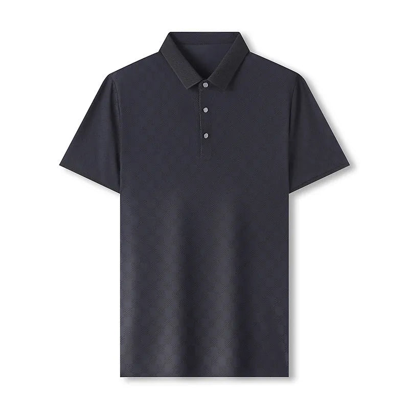 Rhombus thin Ice Silk short sleeve T-shirt with side slit detail in black, green, or brown.